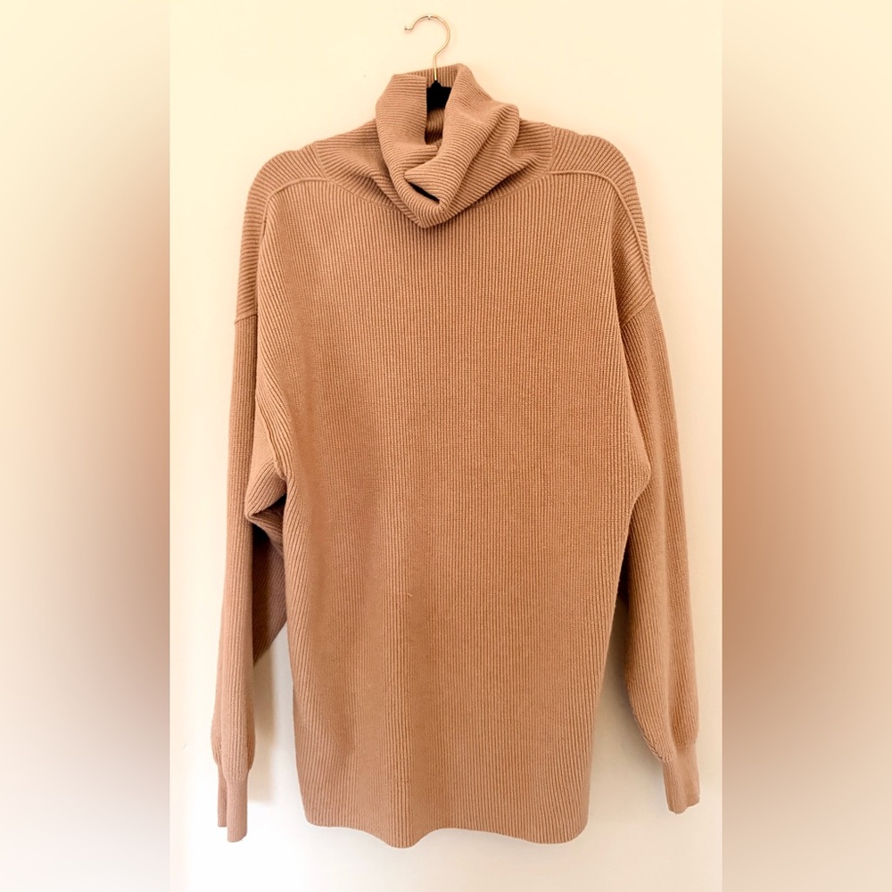 Free People Oversized Ribbed Turtleneck Sweater Blush Pink Size Small - Picture 2 of 7